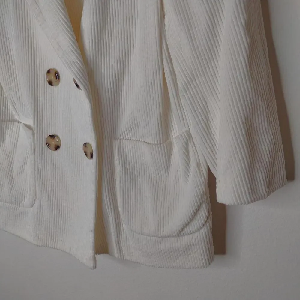 NWOT Anthropologie Cartonnier Women's White/Corduroy Blazer Size XXSP